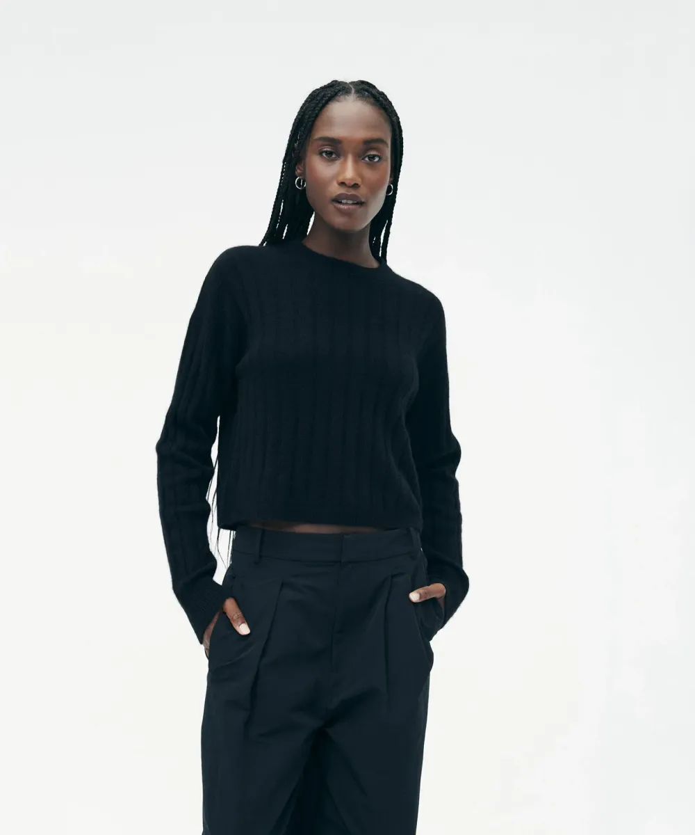 Lightweight Cashmere Ribbed Cropped Sweater 3
