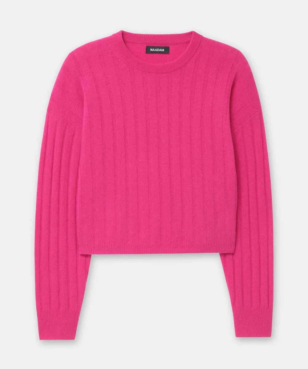 Lightweight Cashmere Ribbed Cropped Sweater 27
