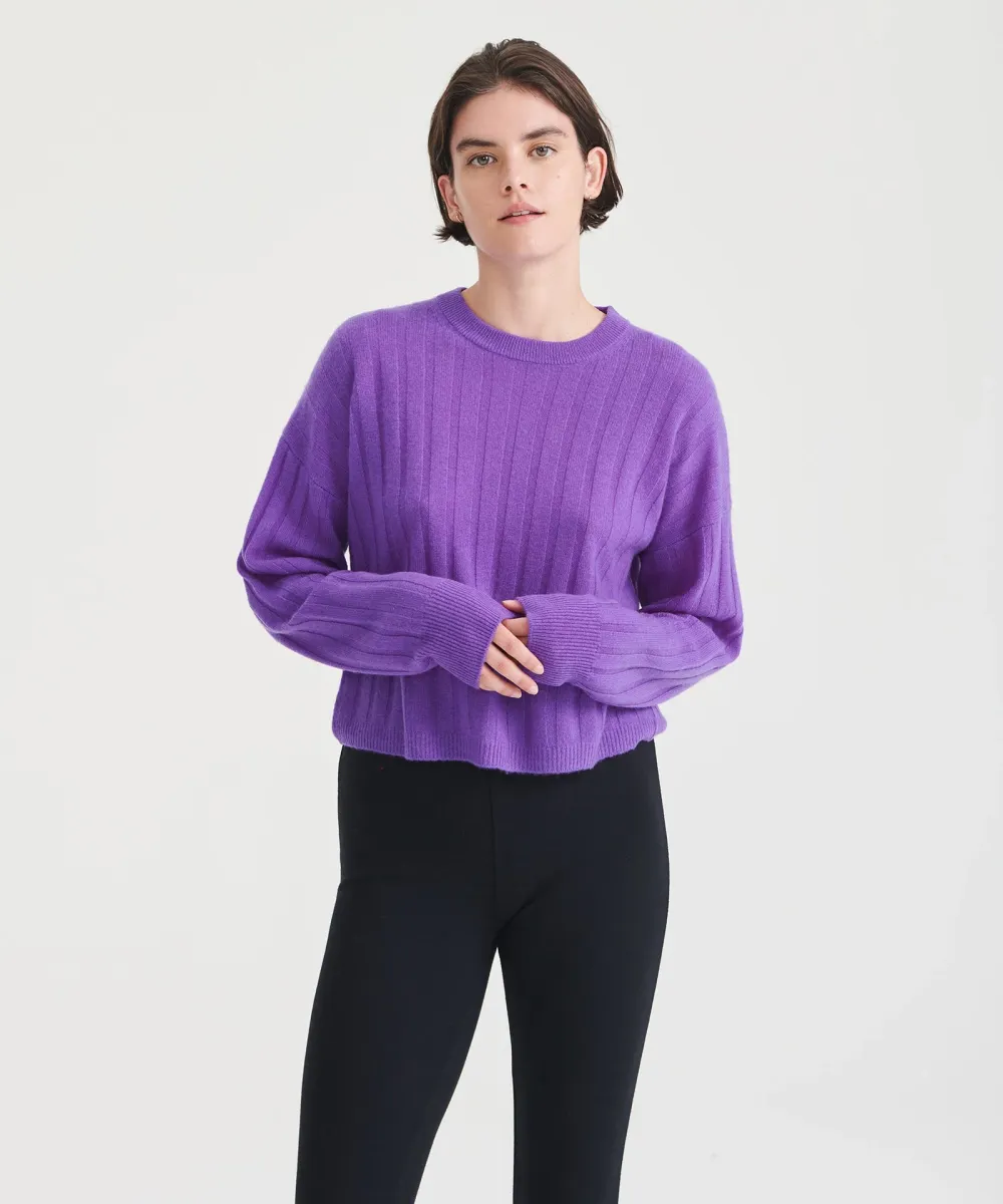Lightweight Cashmere Ribbed Cropped Sweater 34