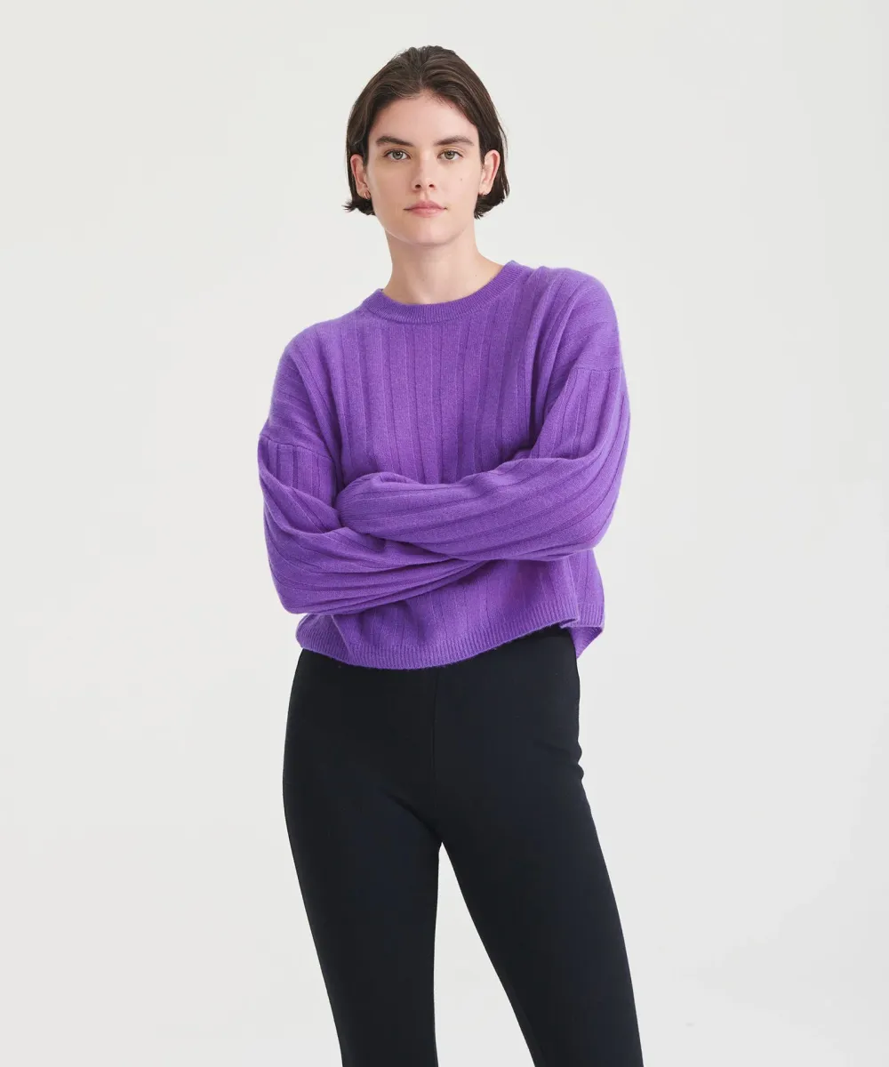 Lightweight Cashmere Ribbed Cropped Sweater 35