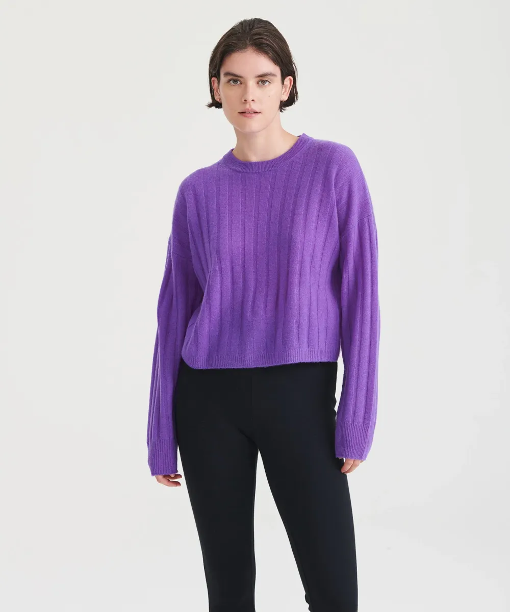 Lightweight Cashmere Ribbed Cropped Sweater 36