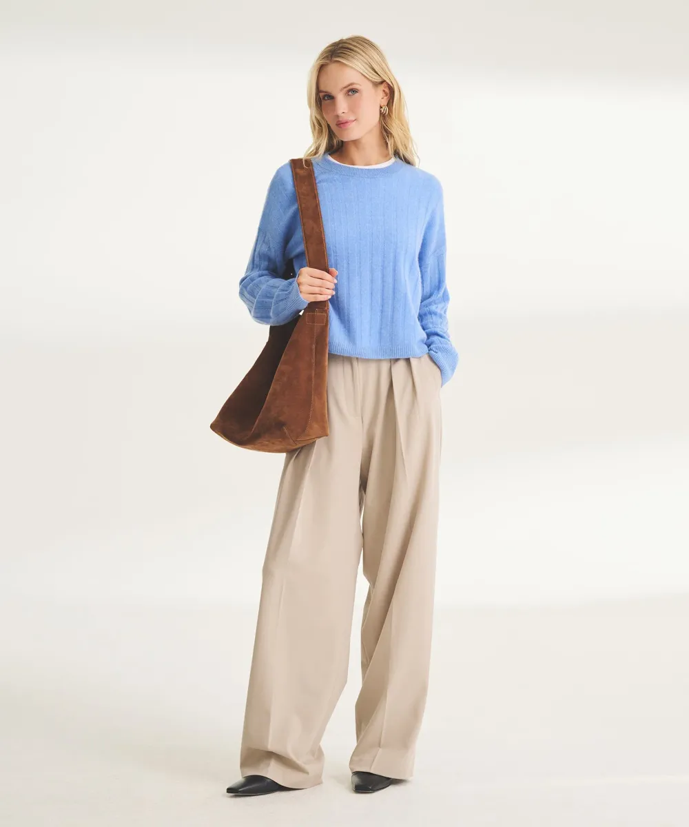 Lightweight Cashmere Ribbed Cropped Sweater 40