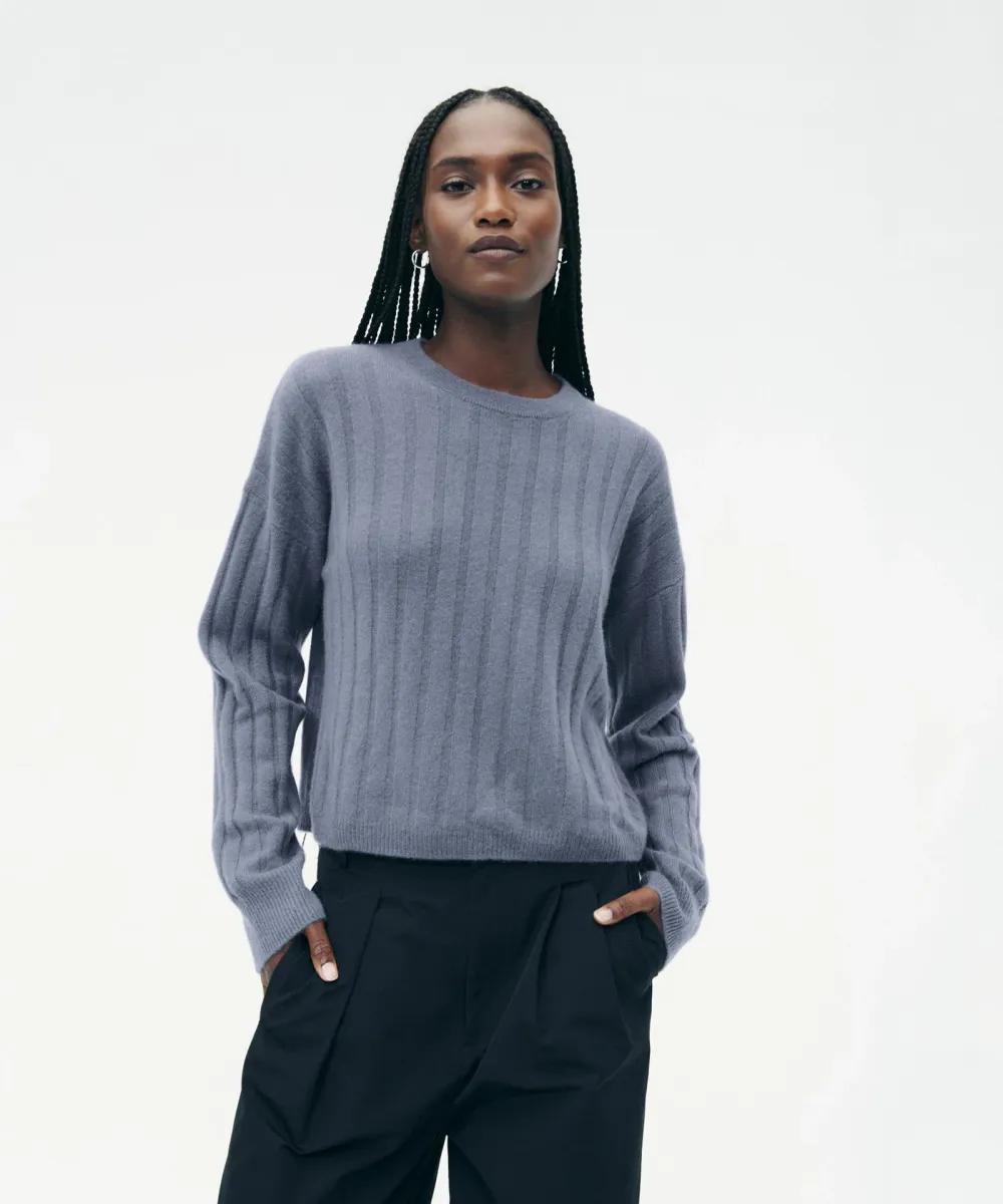 Lightweight Cashmere Ribbed Cropped Sweater 5