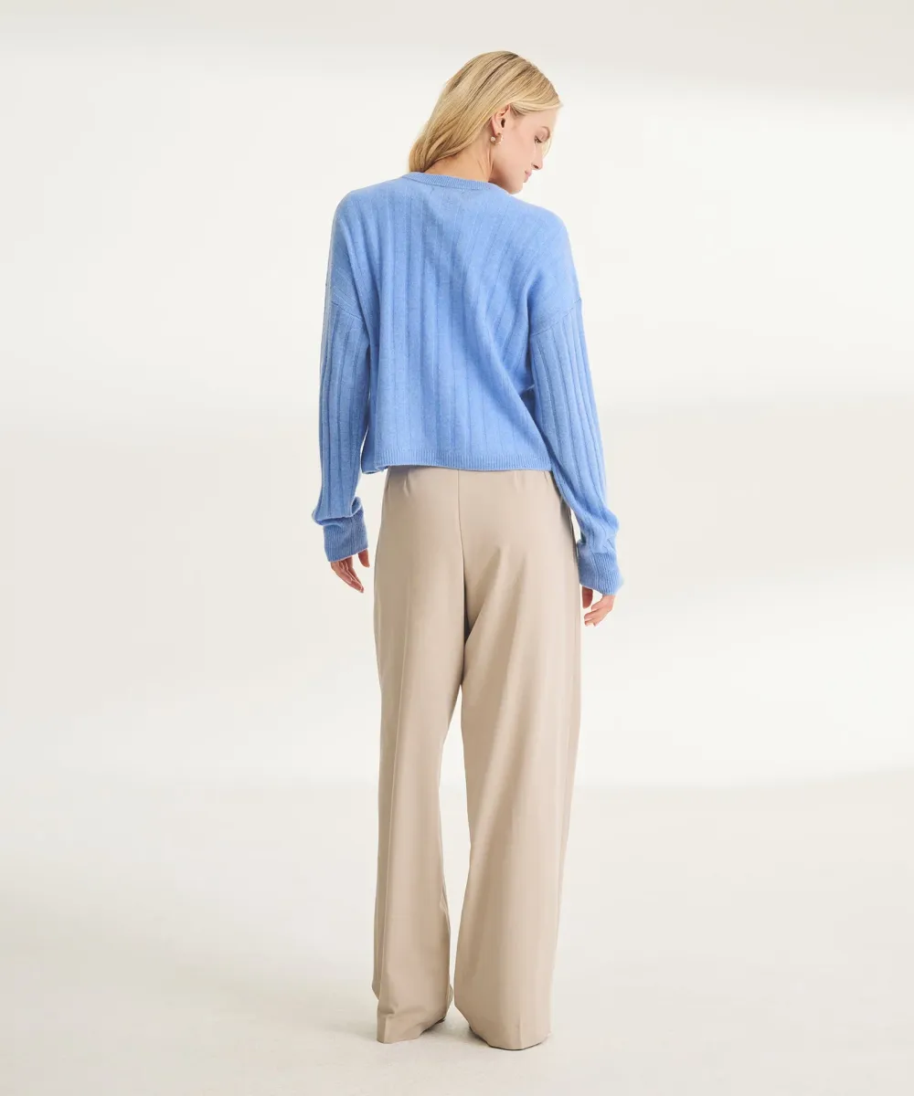 Lightweight Cashmere Ribbed Cropped Sweater 44