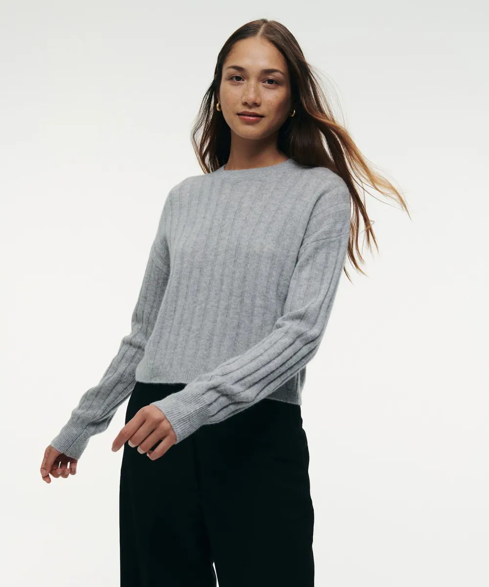 Lightweight Cashmere Ribbed Cropped Sweater 6