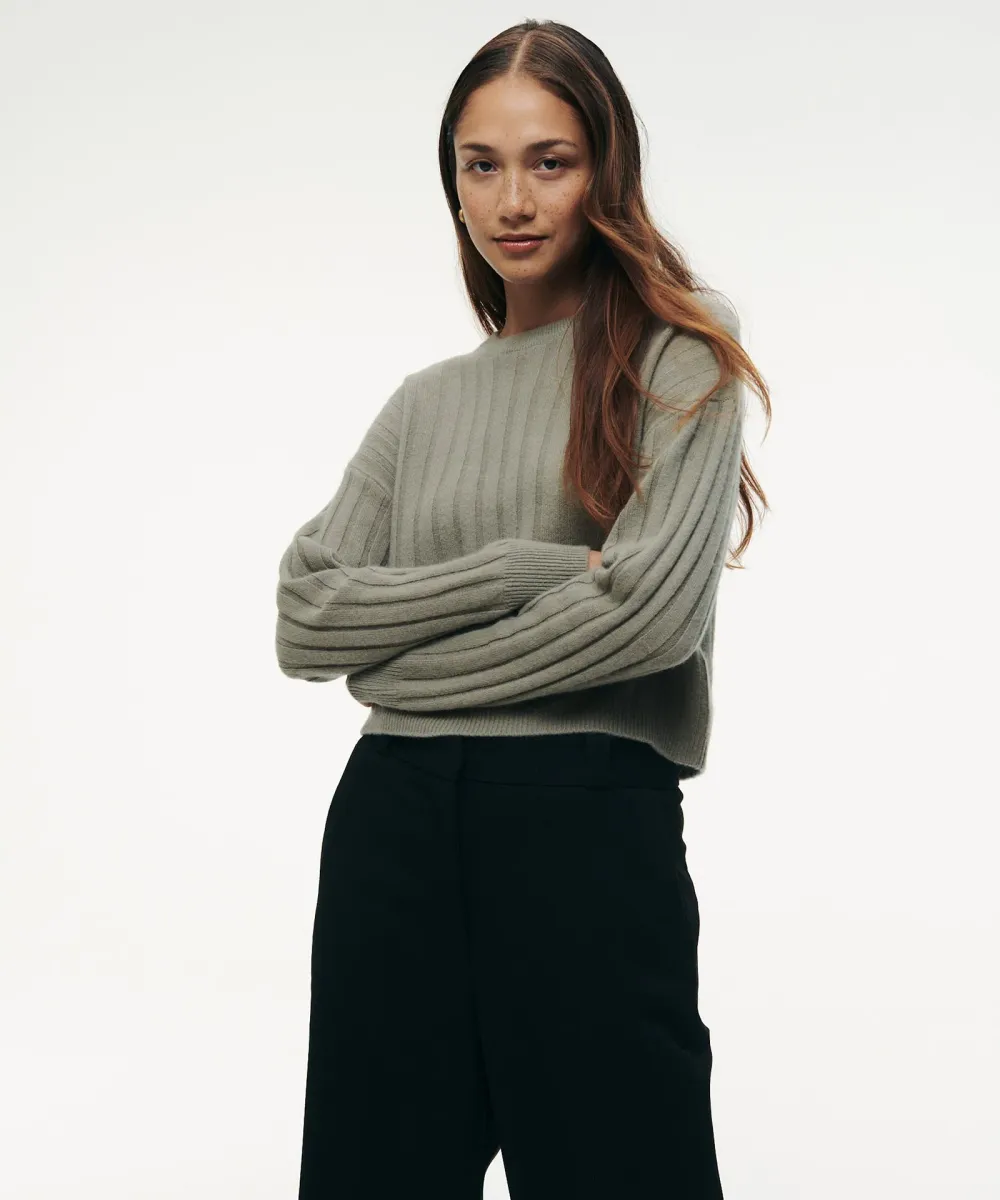 Lightweight Cashmere Ribbed Cropped Sweater 7