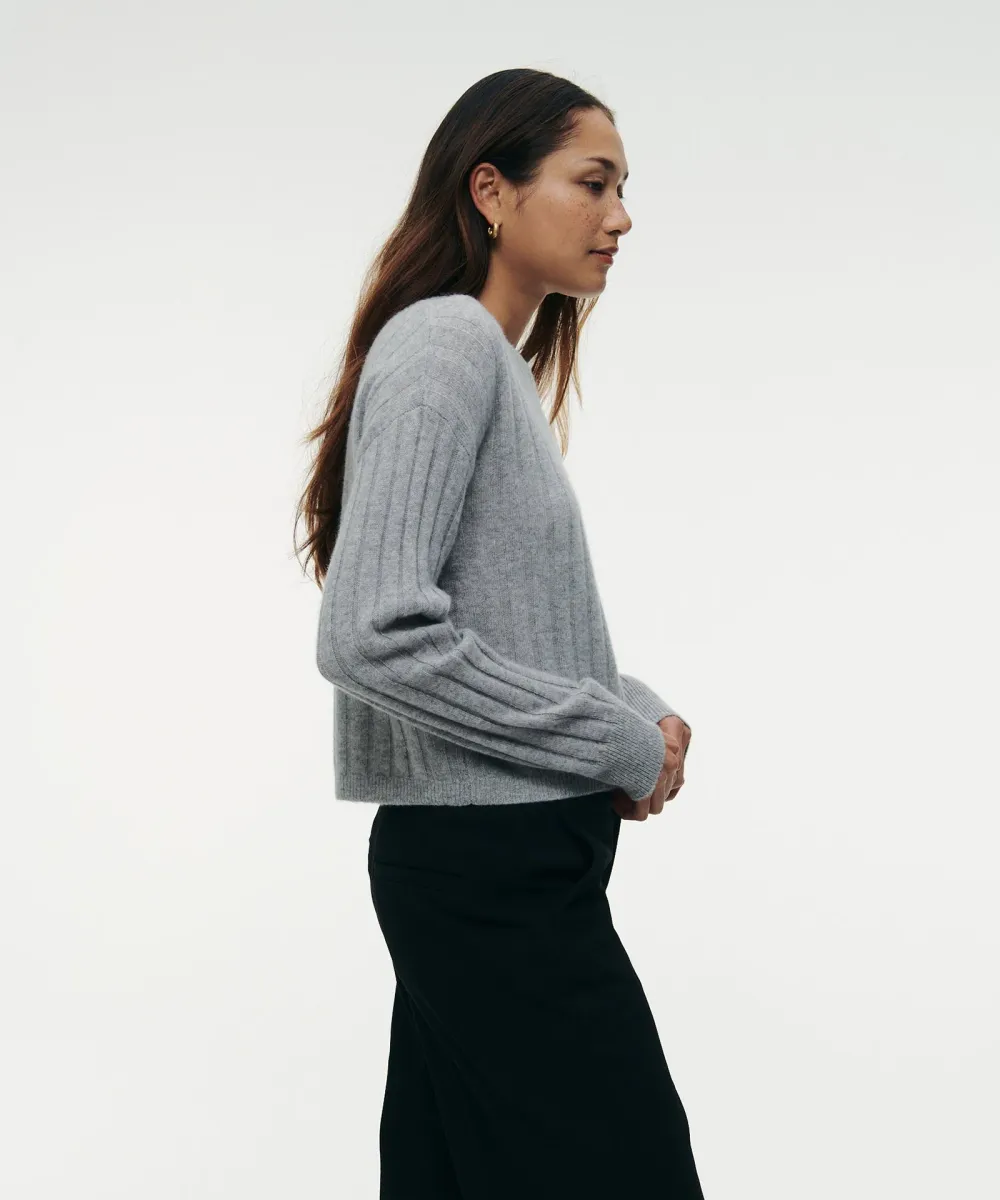 Lightweight Cashmere Ribbed Cropped Sweater 8