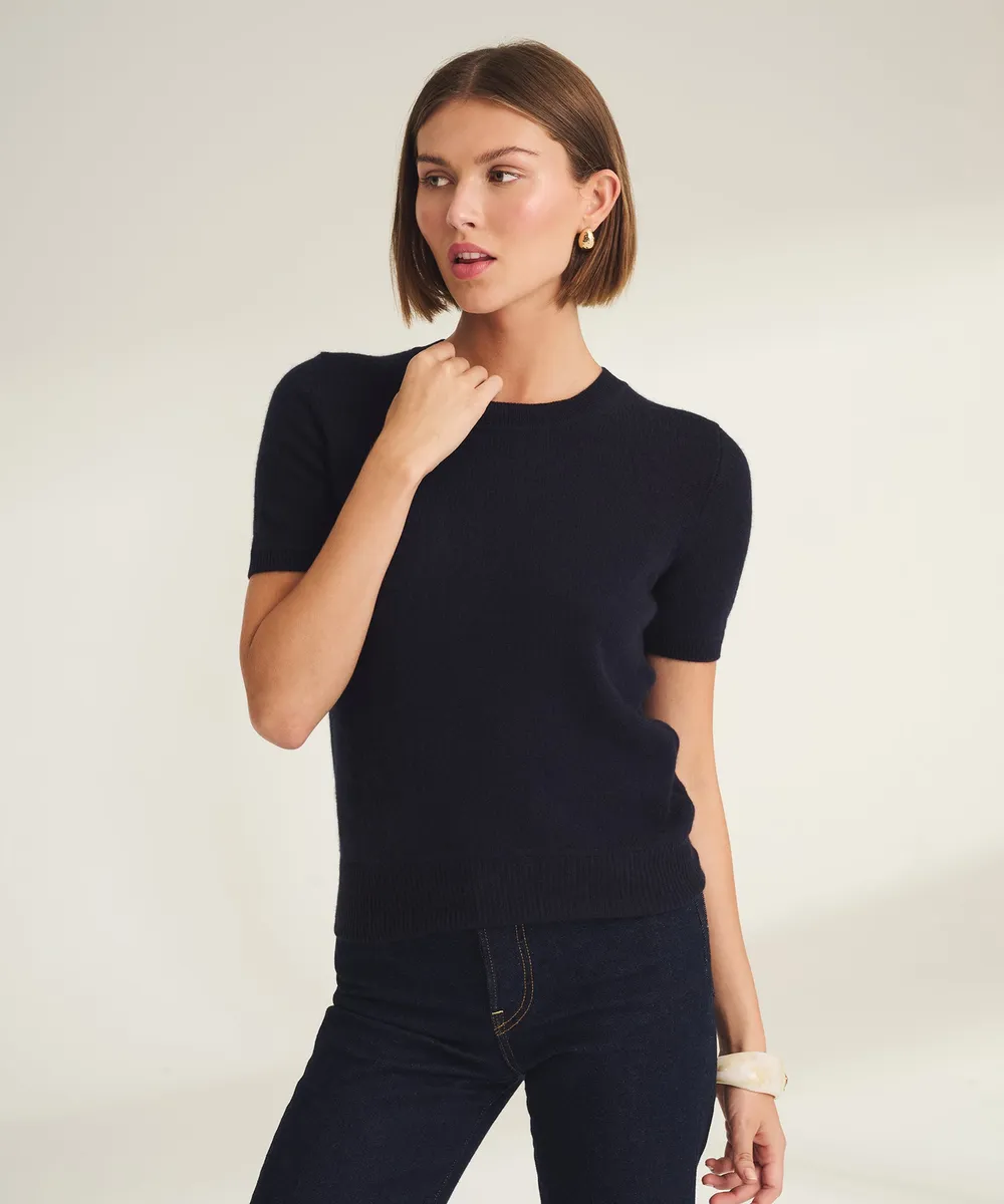 Lightweight Cashmere Short Sleeve Sweater 2