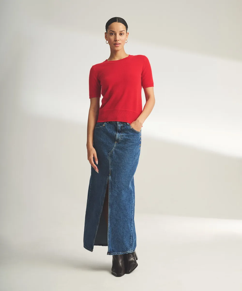 Lightweight Cashmere Short Sleeve Sweater 16