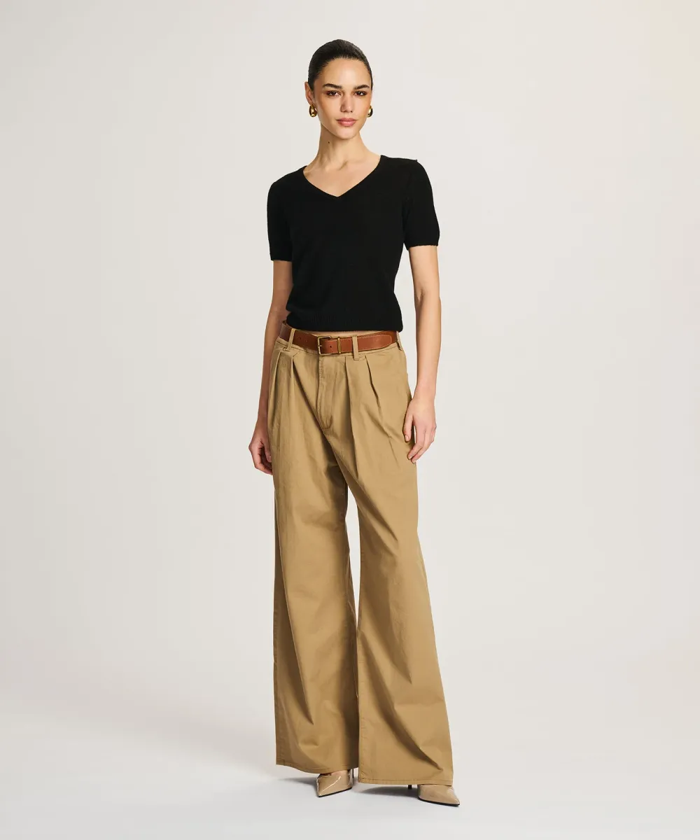 Lightweight Cashmere Short Sleeve V-Neck Sweater 15