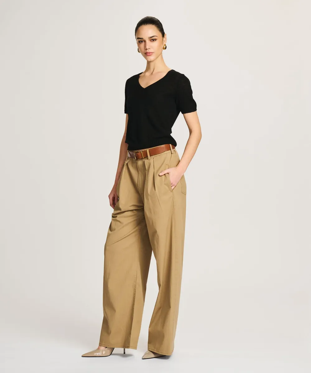 Lightweight Cashmere Short Sleeve V-Neck Sweater 16