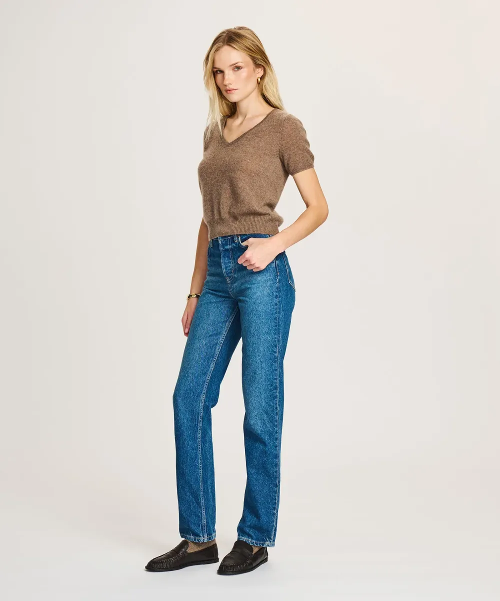 Lightweight Cashmere Short Sleeve V-Neck Sweater 20