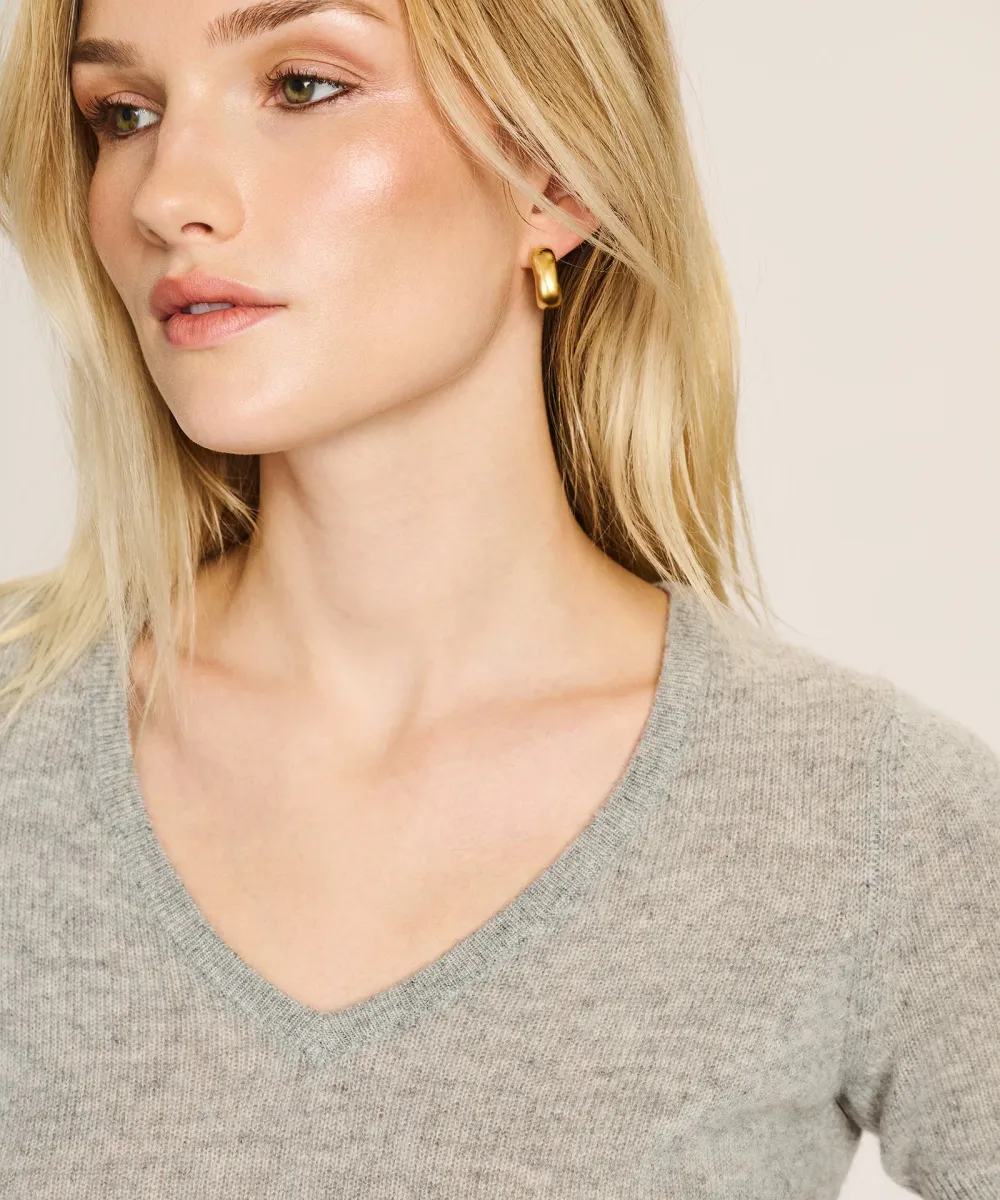 Lightweight Cashmere Short Sleeve V-Neck Sweater 23