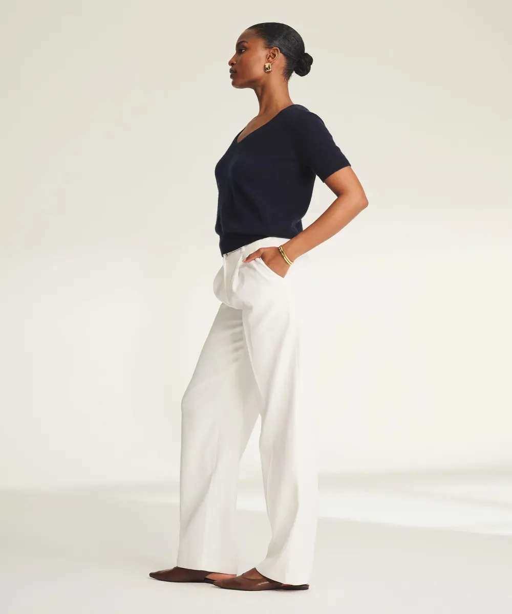 Lightweight Cashmere Short Sleeve V-Neck Sweater 7