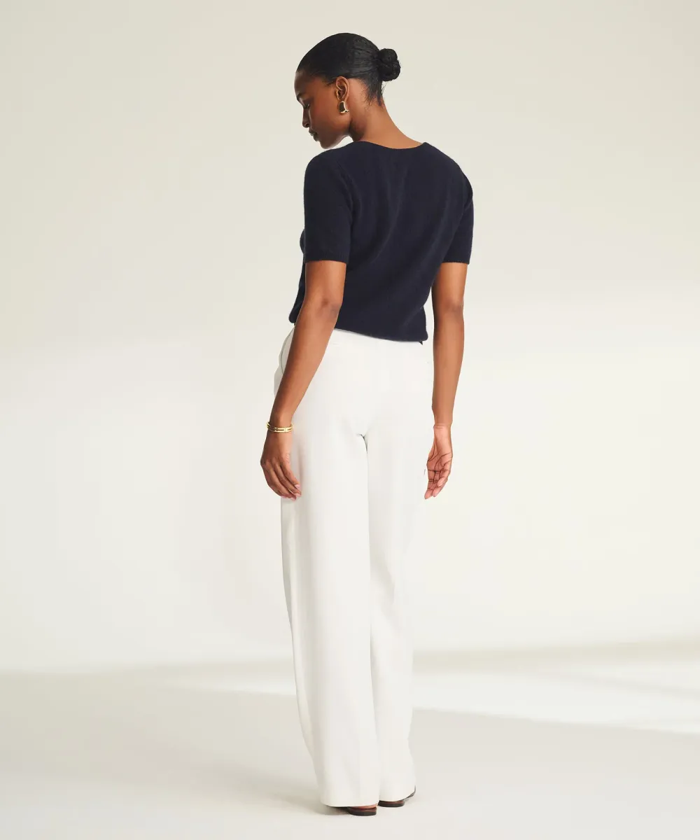 Lightweight Cashmere Short Sleeve V-Neck Sweater 8