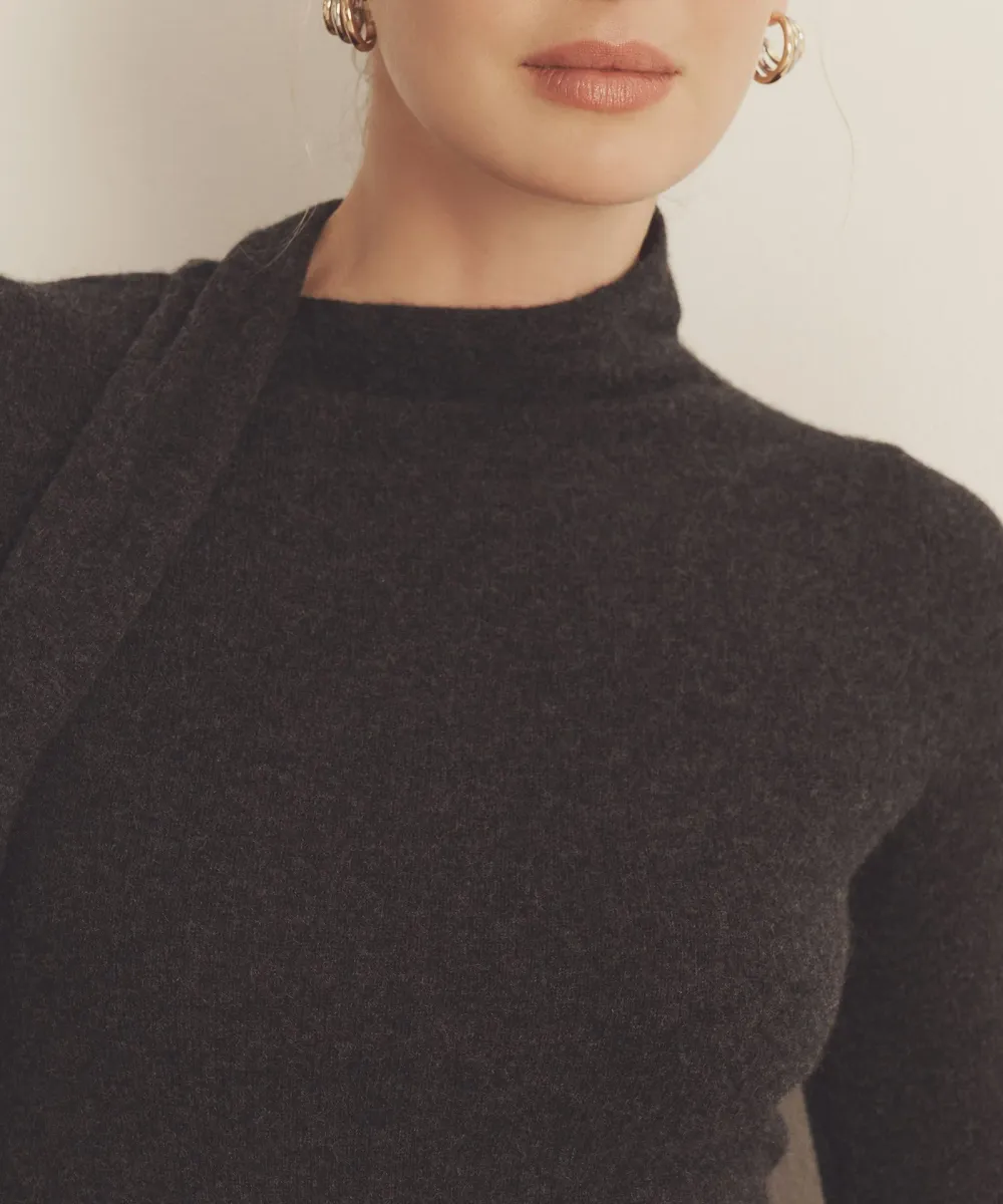 Luxe Cashmere Asymmetrical Dress with Scarf 7