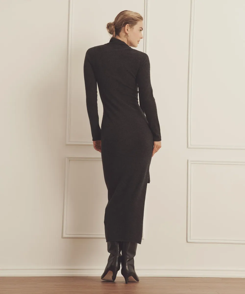 Luxe Cashmere Asymmetrical Dress with Scarf 8