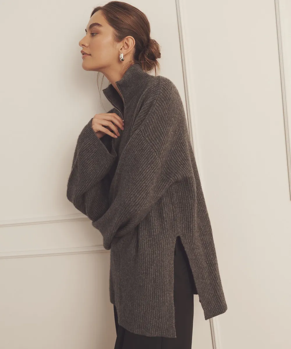 Luxe Cashmere Fisherman Quarter Zip Tunic 3