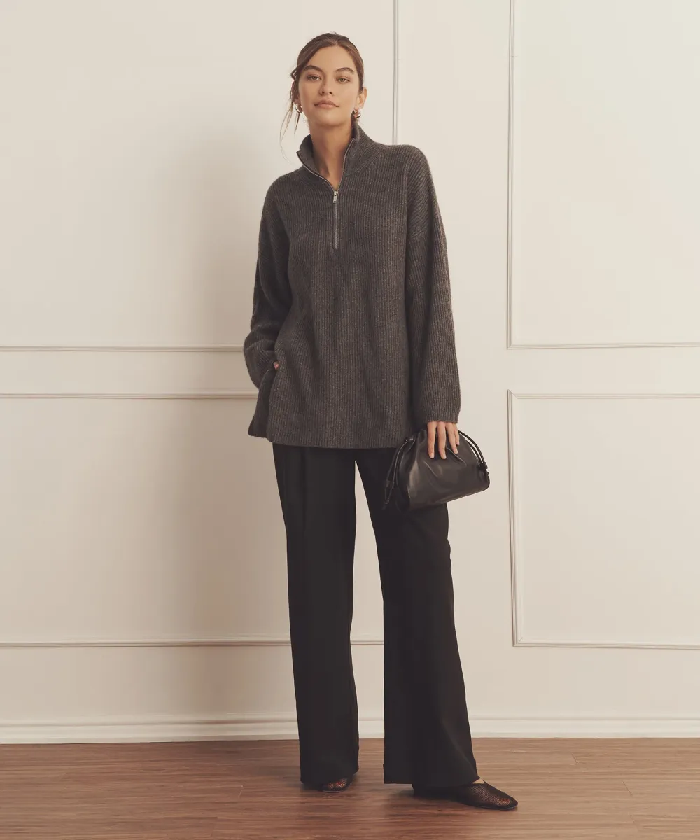 Luxe Cashmere Fisherman Quarter Zip Tunic 5