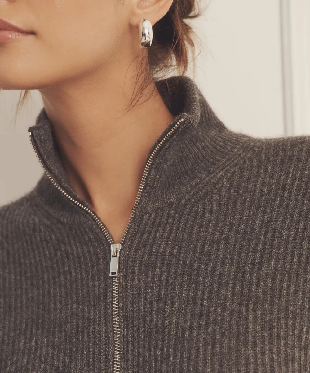 Luxe Cashmere Fisherman Quarter Zip Tunic 6