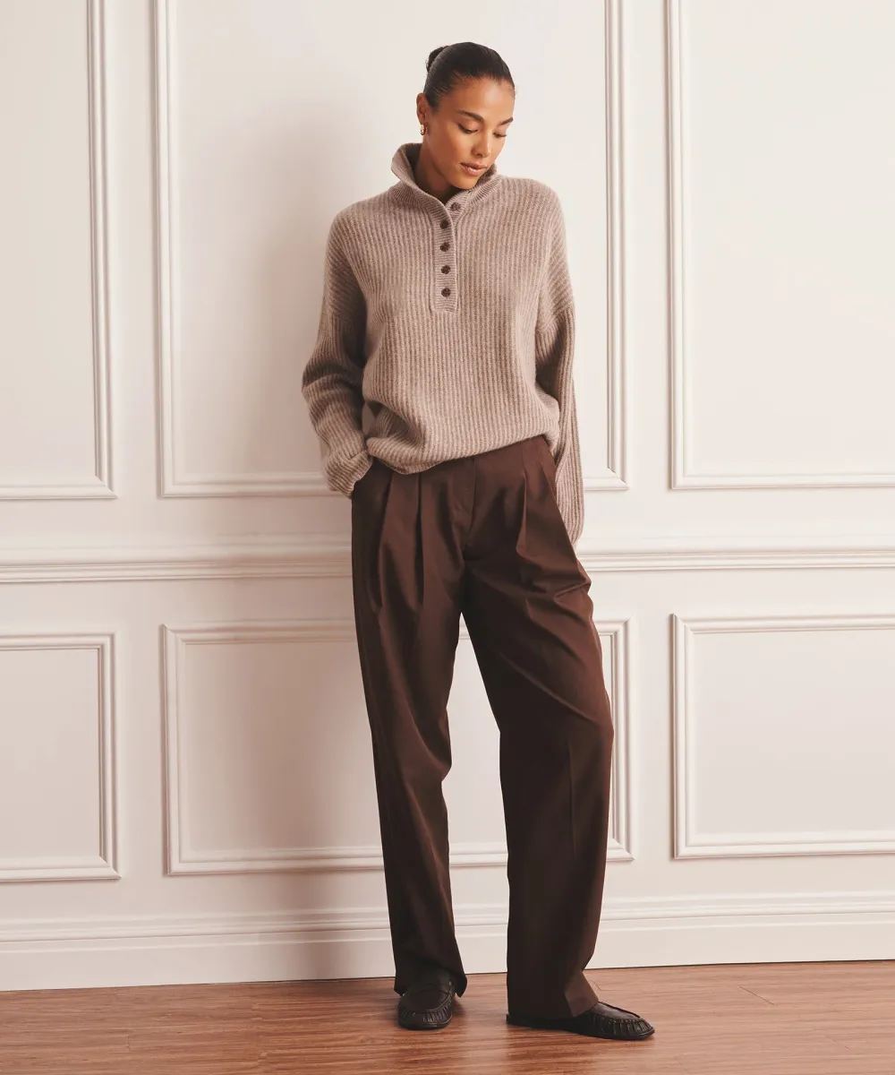 Luxe Cashmere High Neck Henley Sweater 11