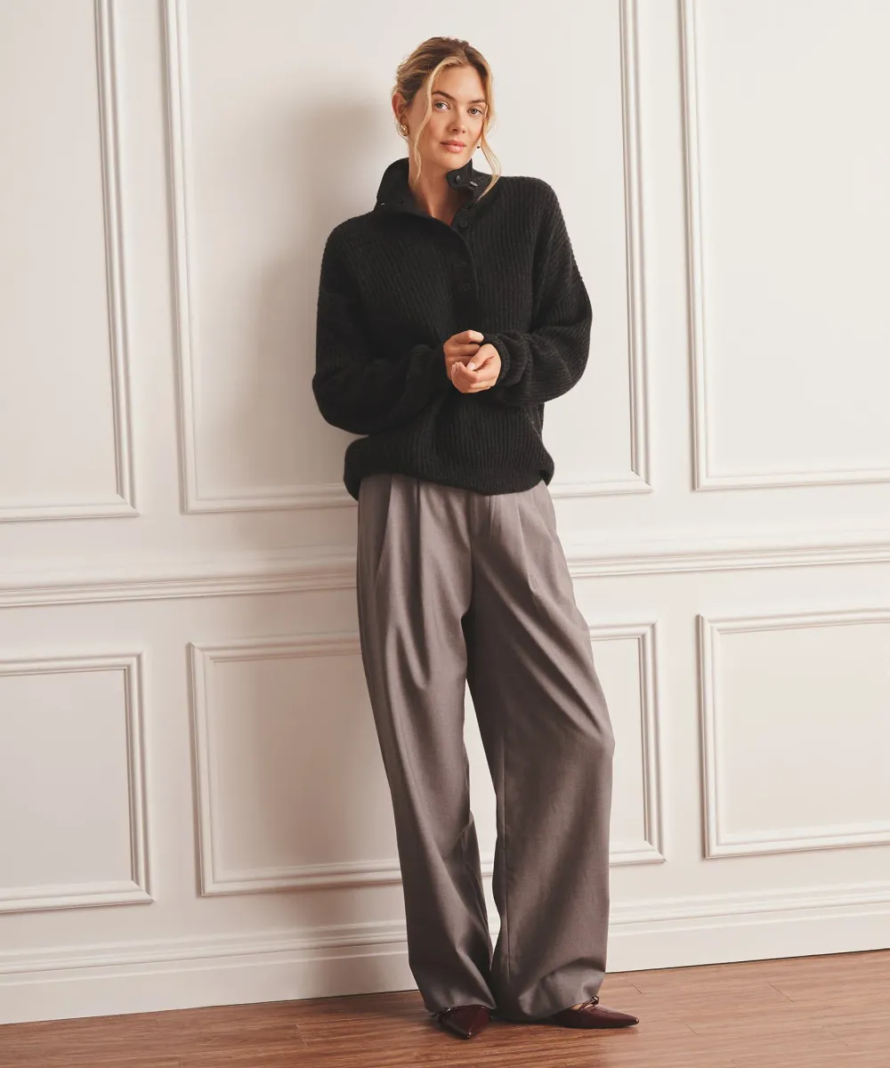 Luxe Cashmere High Neck Henley Sweater 14