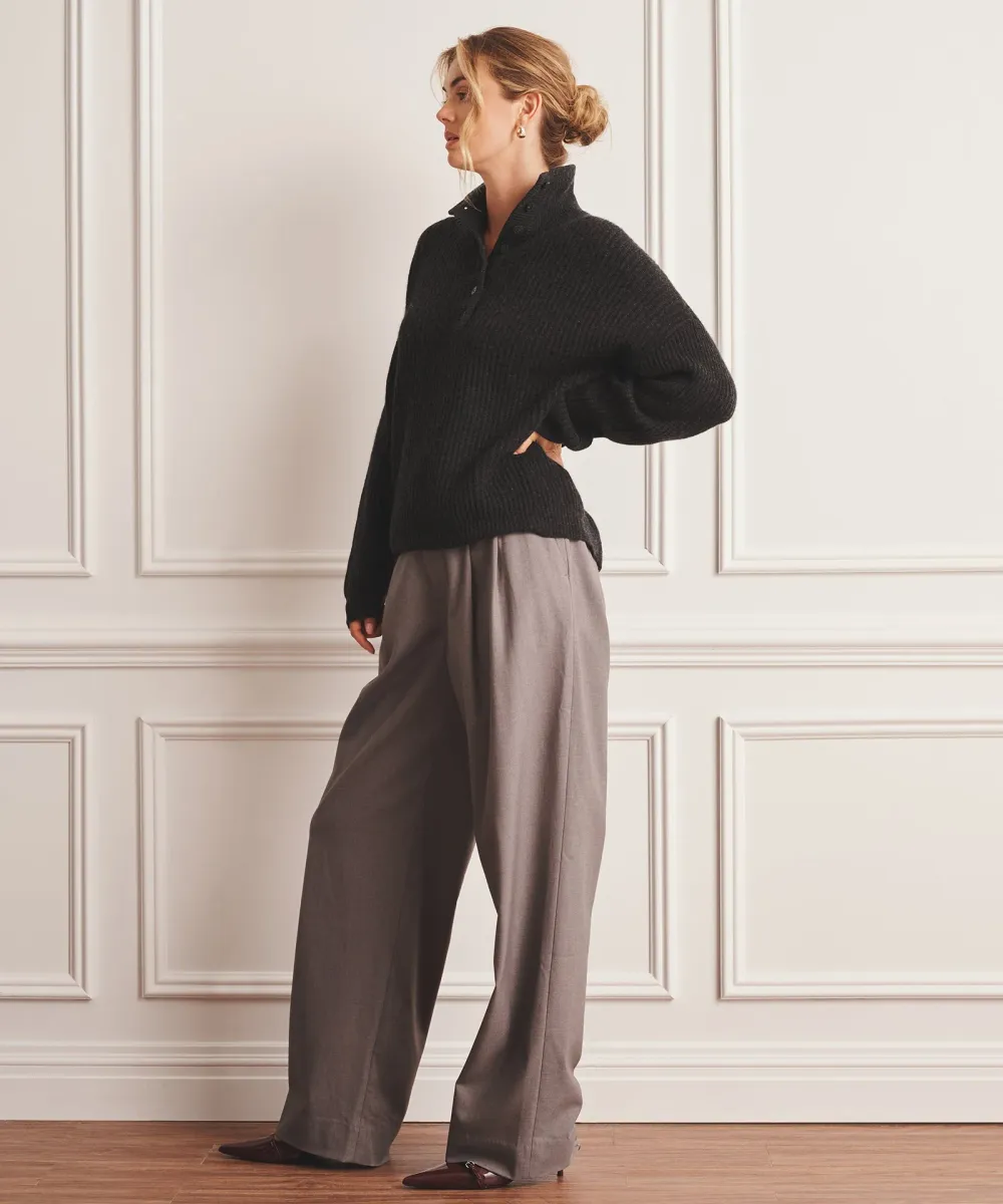 Luxe Cashmere High Neck Henley Sweater 16