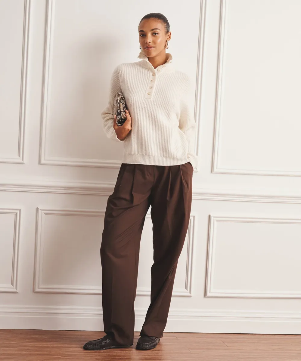 Luxe Cashmere High Neck Henley Sweater 6