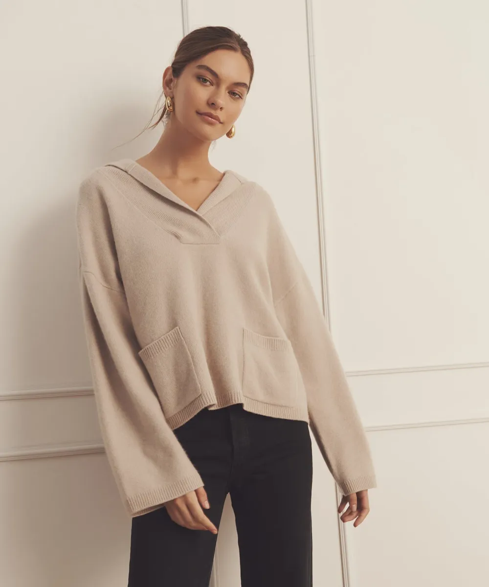Luxe Cashmere Open Neck Hoodie 4