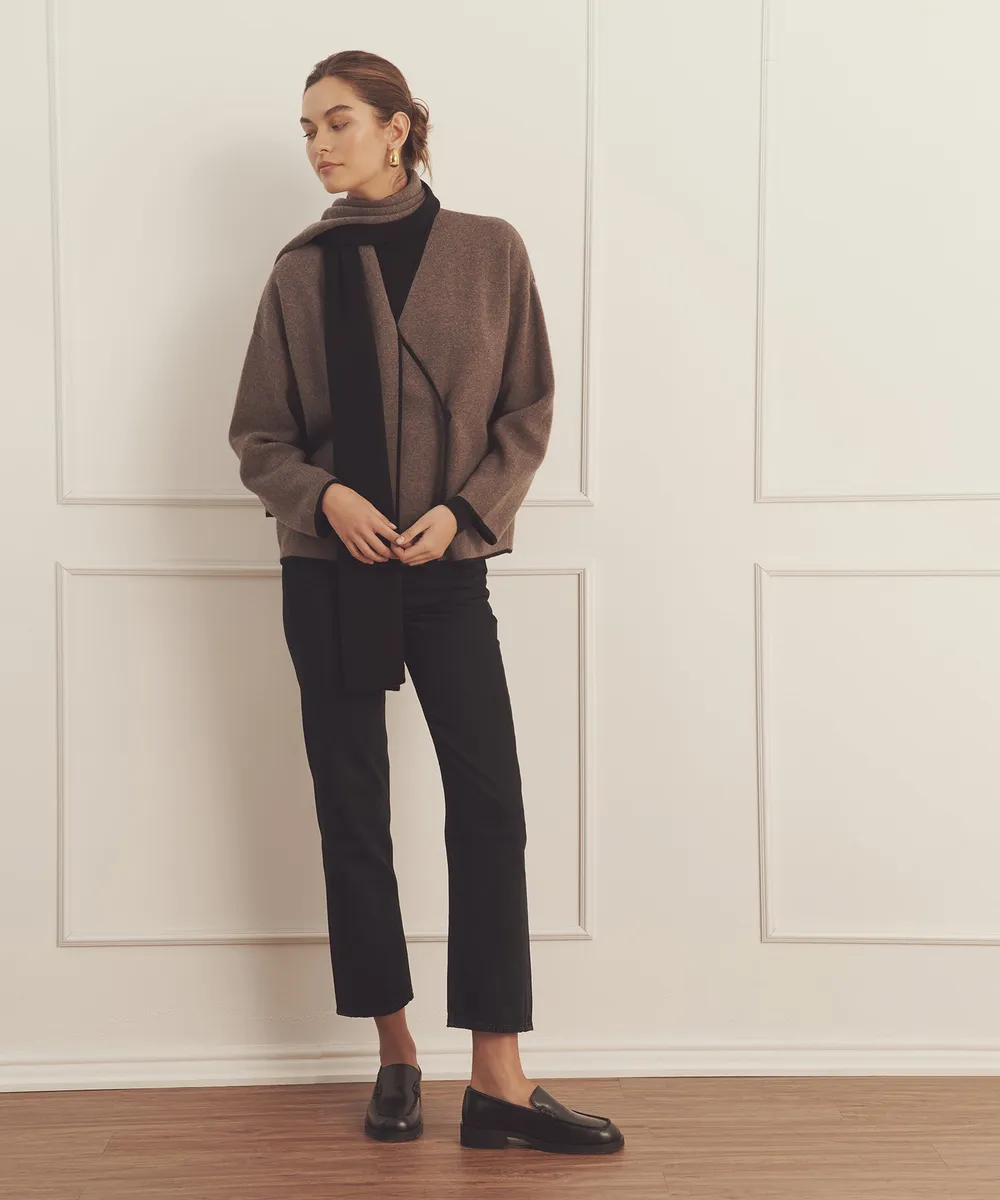 Luxe Cashmere Sweater Jacket with Scarf 10