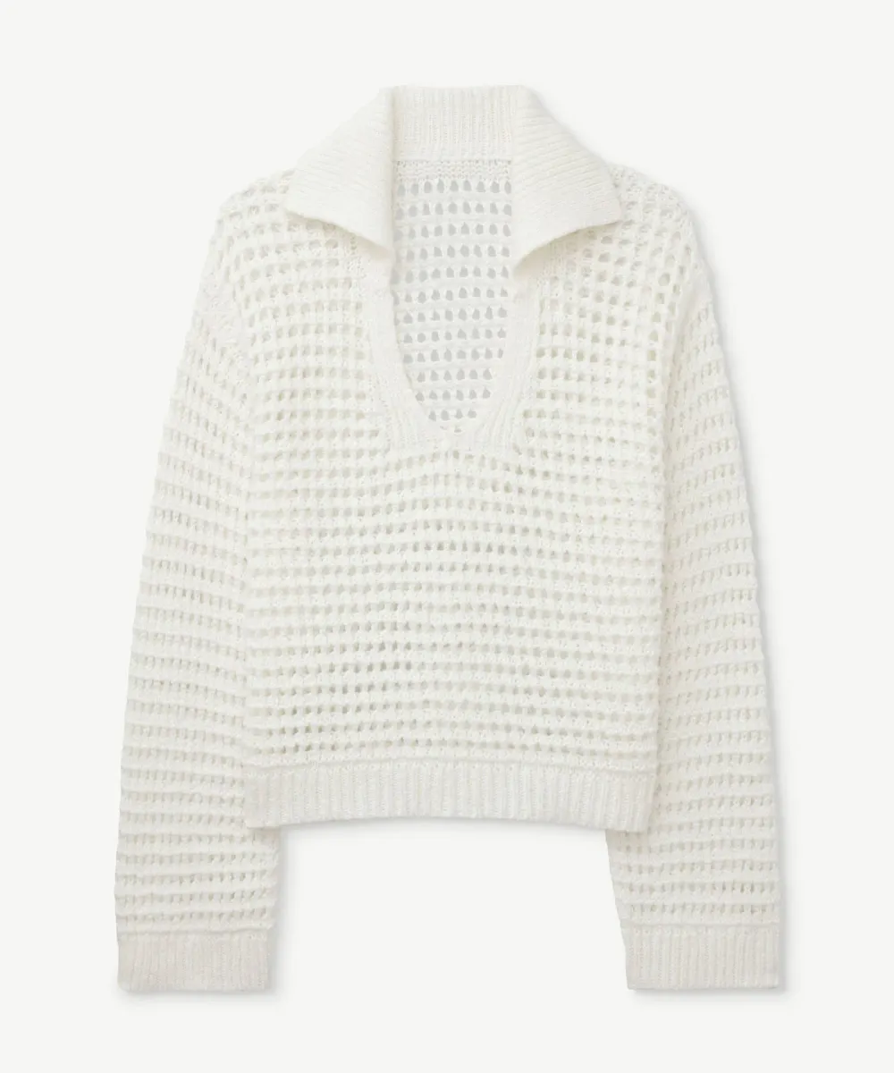 Luxe Chunky Cotton Pointelle Stitch Polo 13