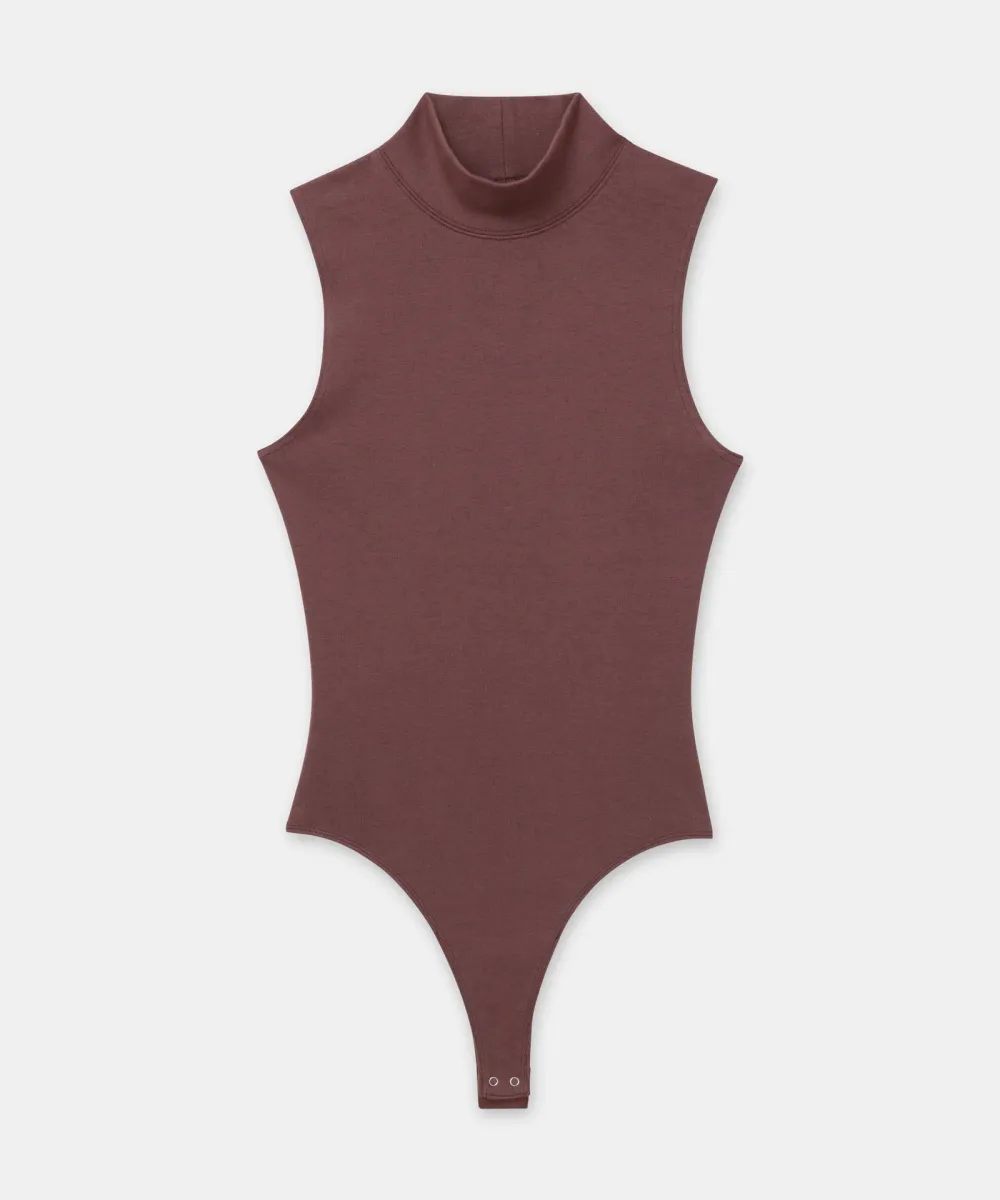 Modal Cashmere Sleeveless Mockneck Bodysuit 2