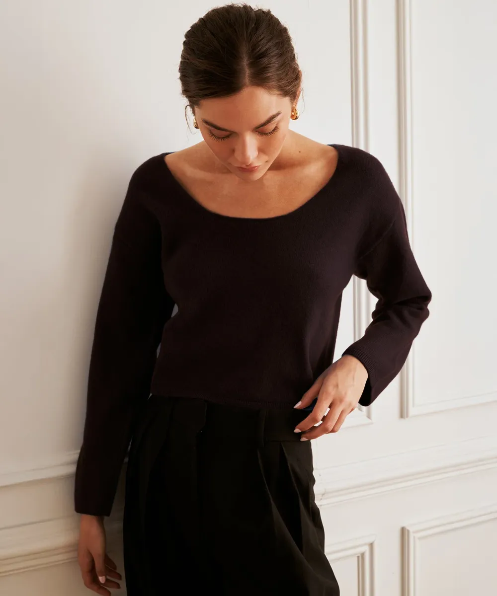 Reversible Cashmere Boatneck Sweater 4