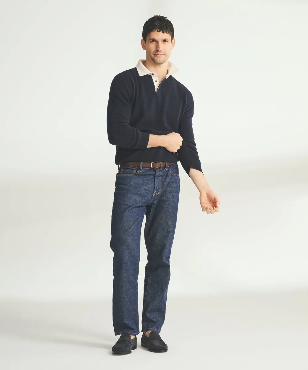 Signature Cashmere Long Sleeve Polo with Contrast Collar 11