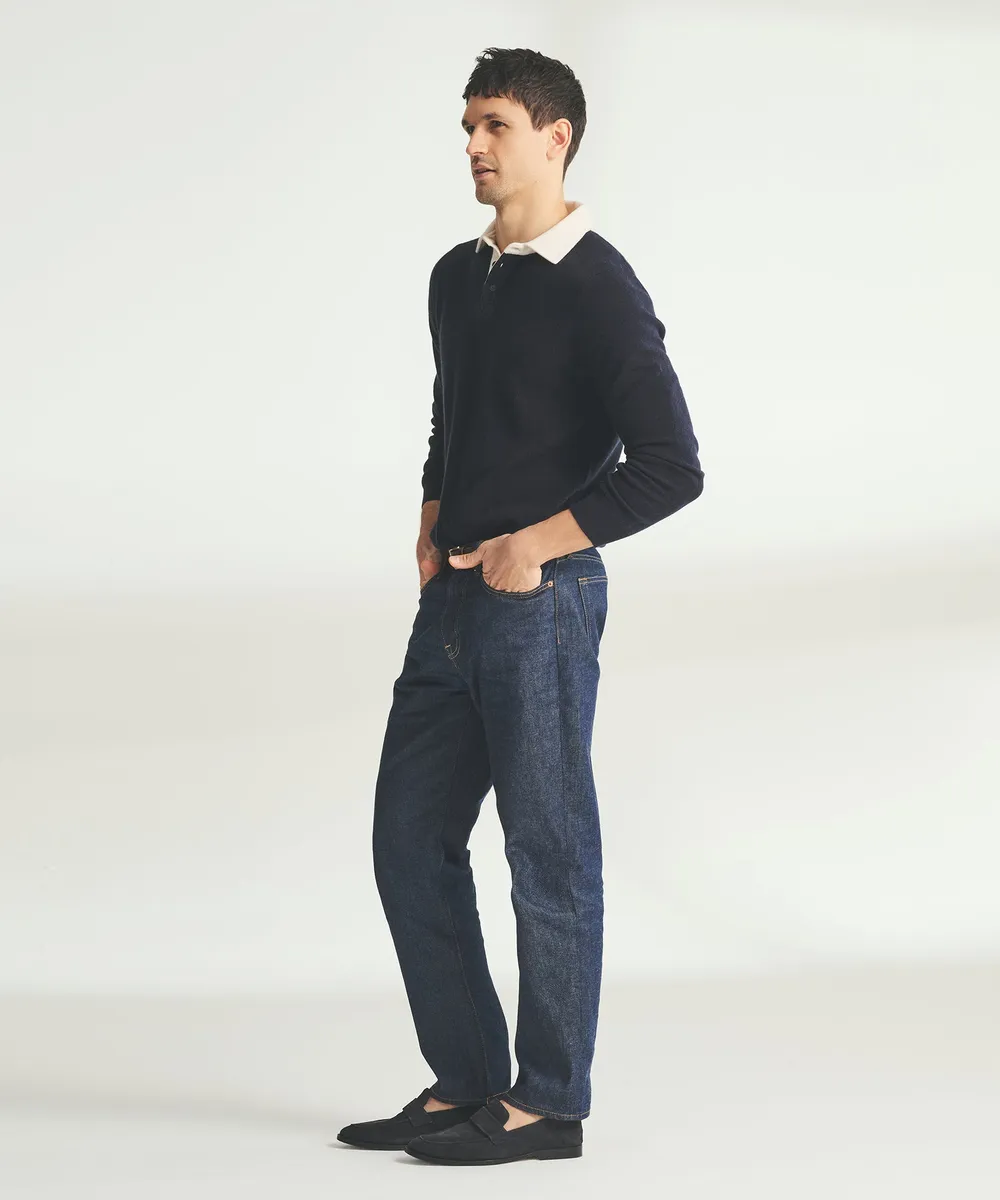 Signature Cashmere Long Sleeve Polo with Contrast Collar 12