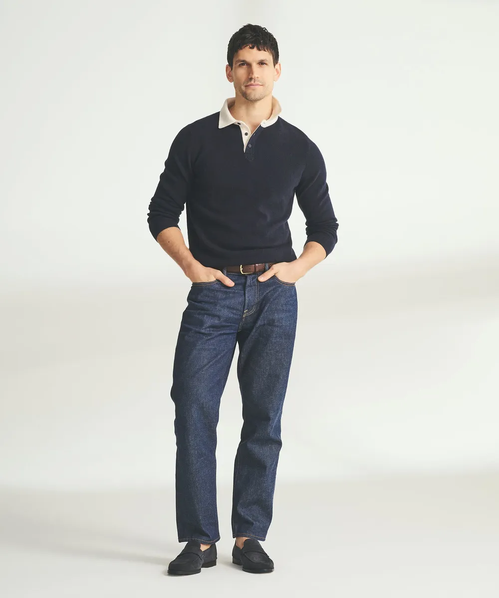 Signature Cashmere Long Sleeve Polo with Contrast Collar 9