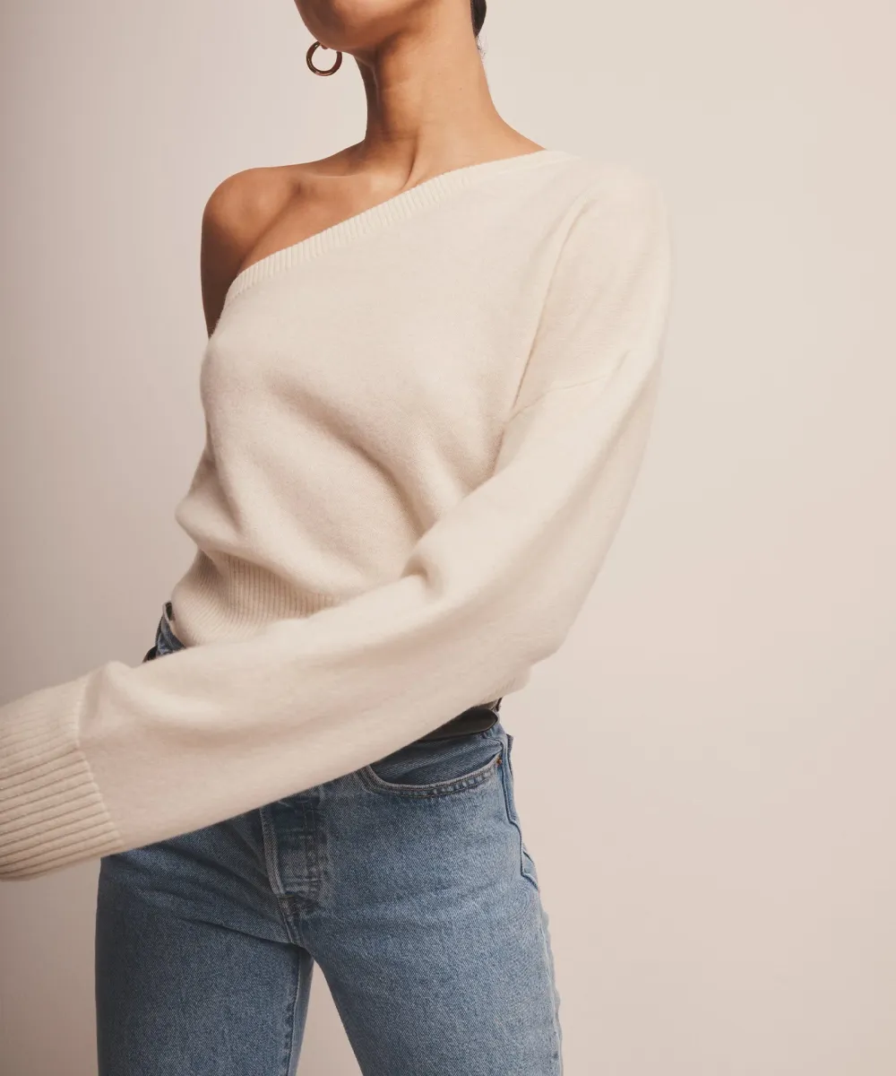 Signature Cashmere One Shoulder Sweater 2