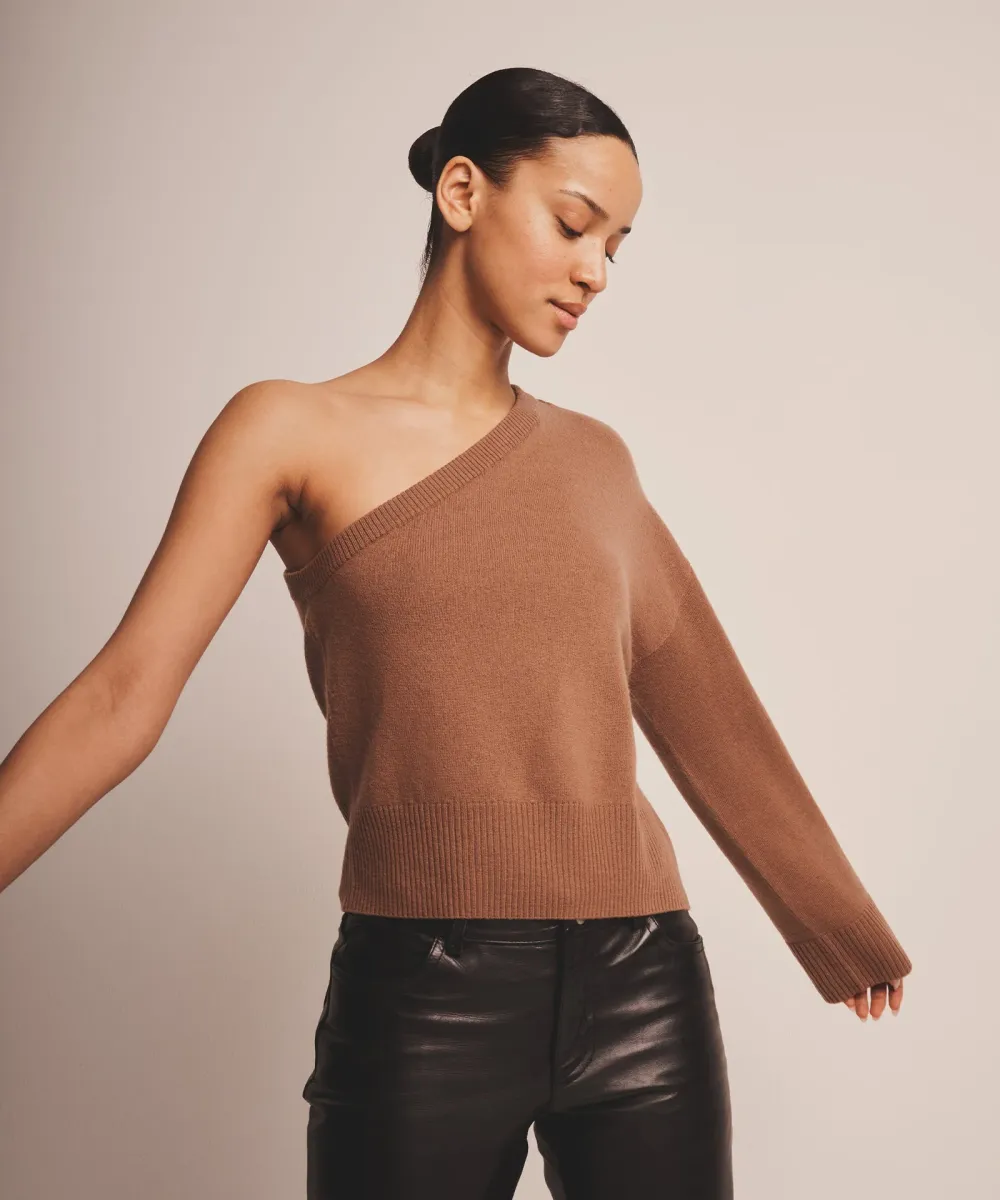 Signature Cashmere One Shoulder Sweater 11