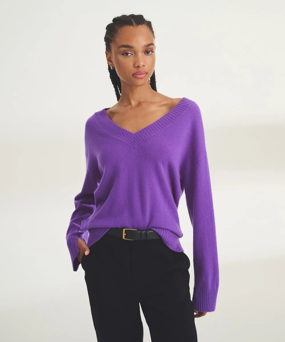 Signature Cashmere Wide Sleeve V-Neck Sweater 2