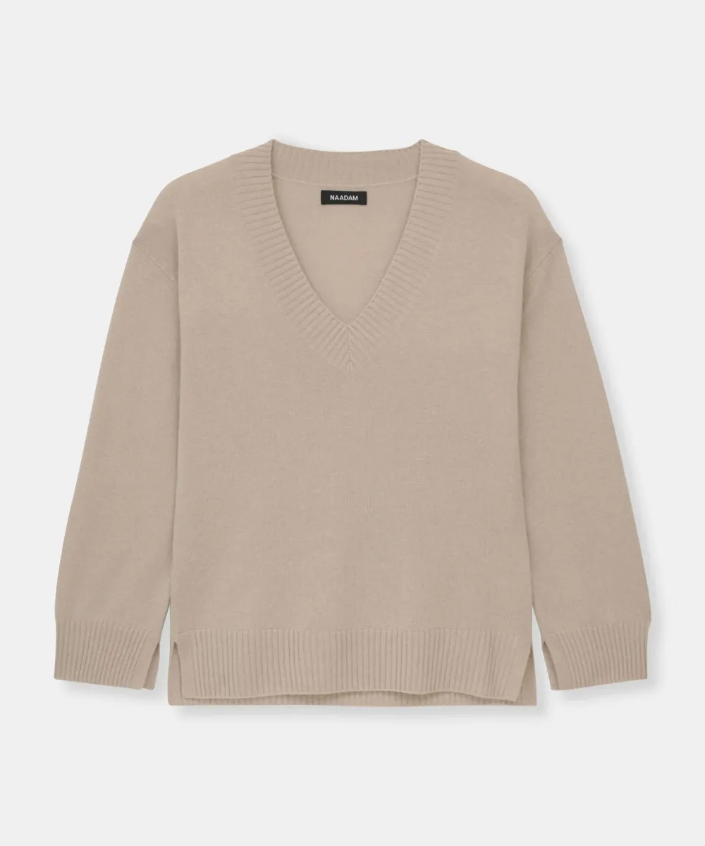 Signature Cashmere Wide Sleeve V-Neck Sweater 15