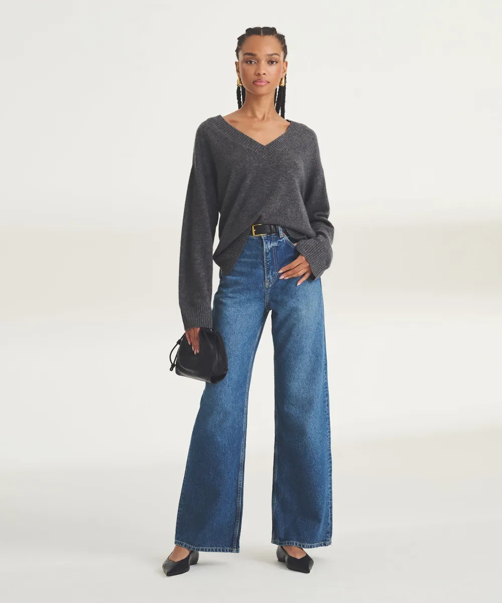 Signature Cashmere Wide Sleeve V-Neck Sweater 20