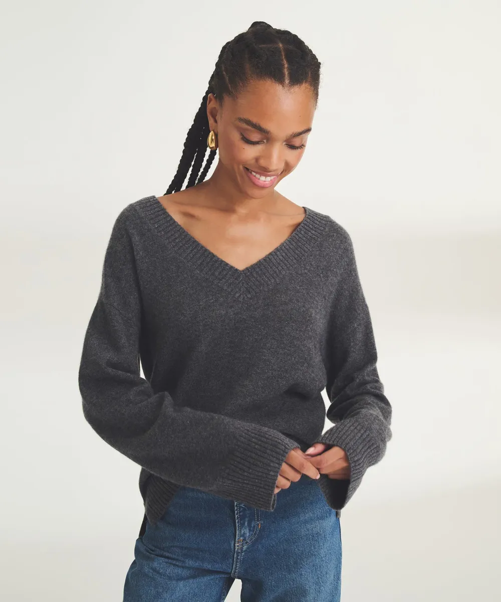 Signature Cashmere Wide Sleeve V-Neck Sweater 22