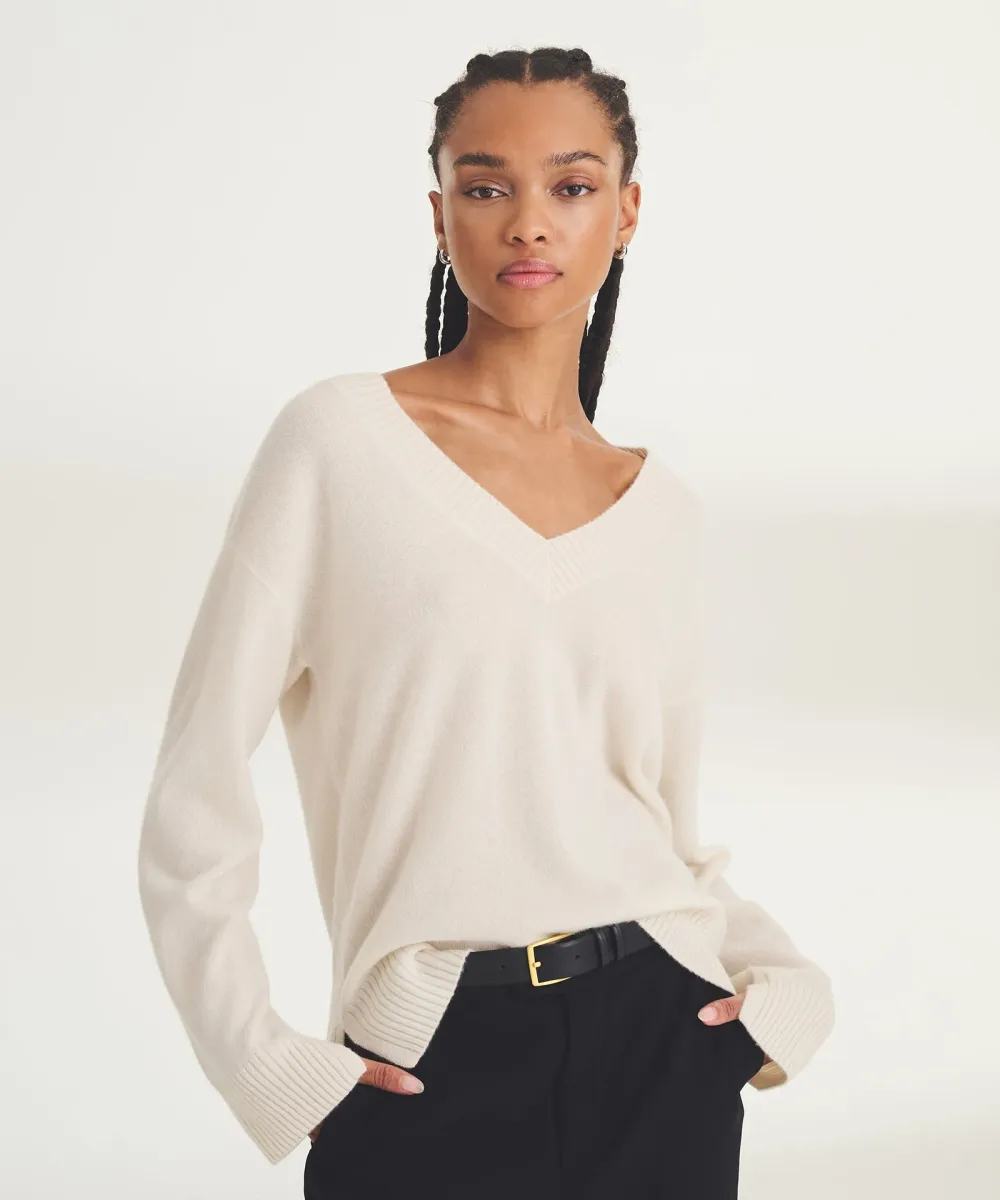 Signature Cashmere Wide Sleeve V-Neck Sweater 28