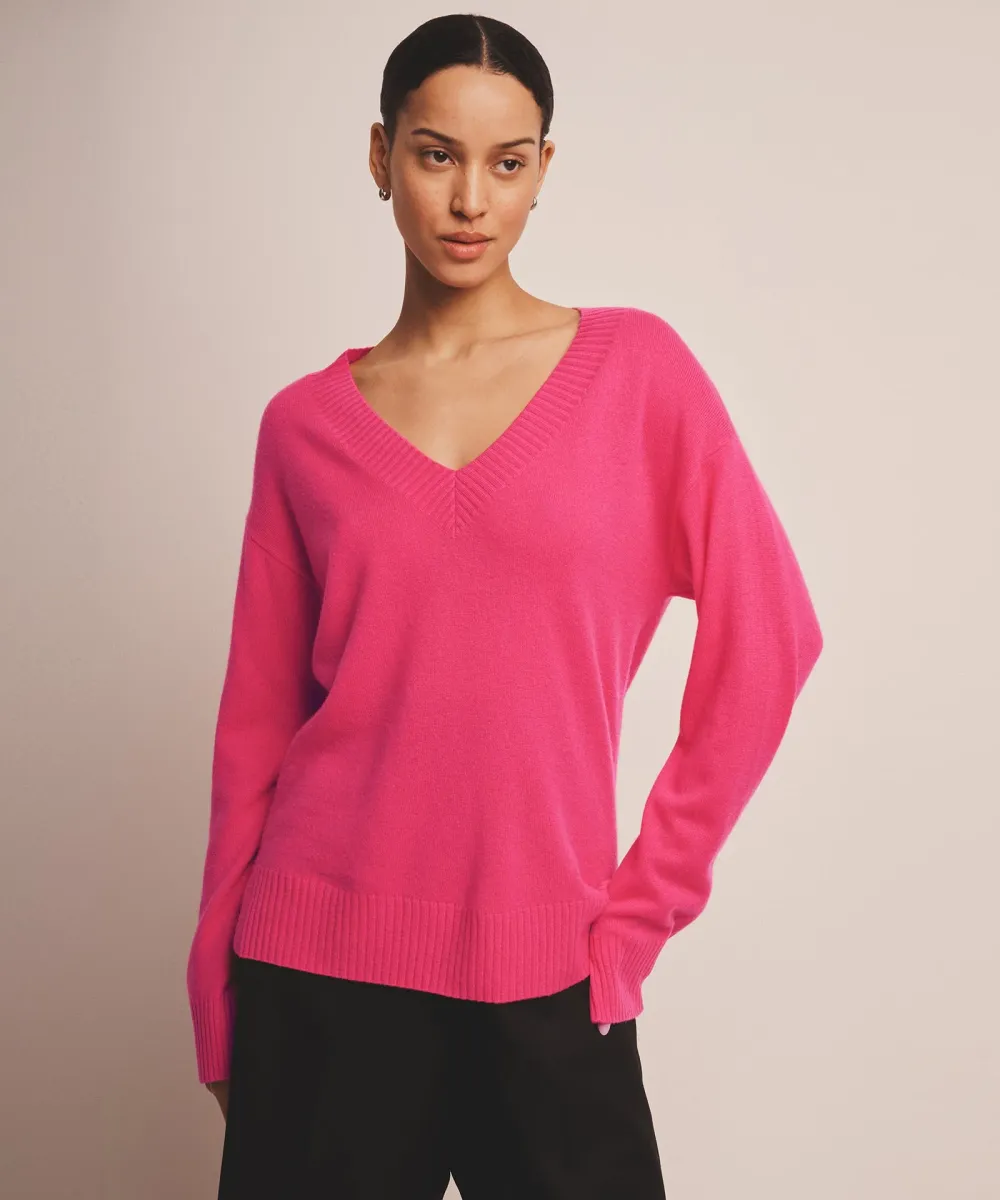 Signature Cashmere Wide Sleeve V-Neck Sweater 4