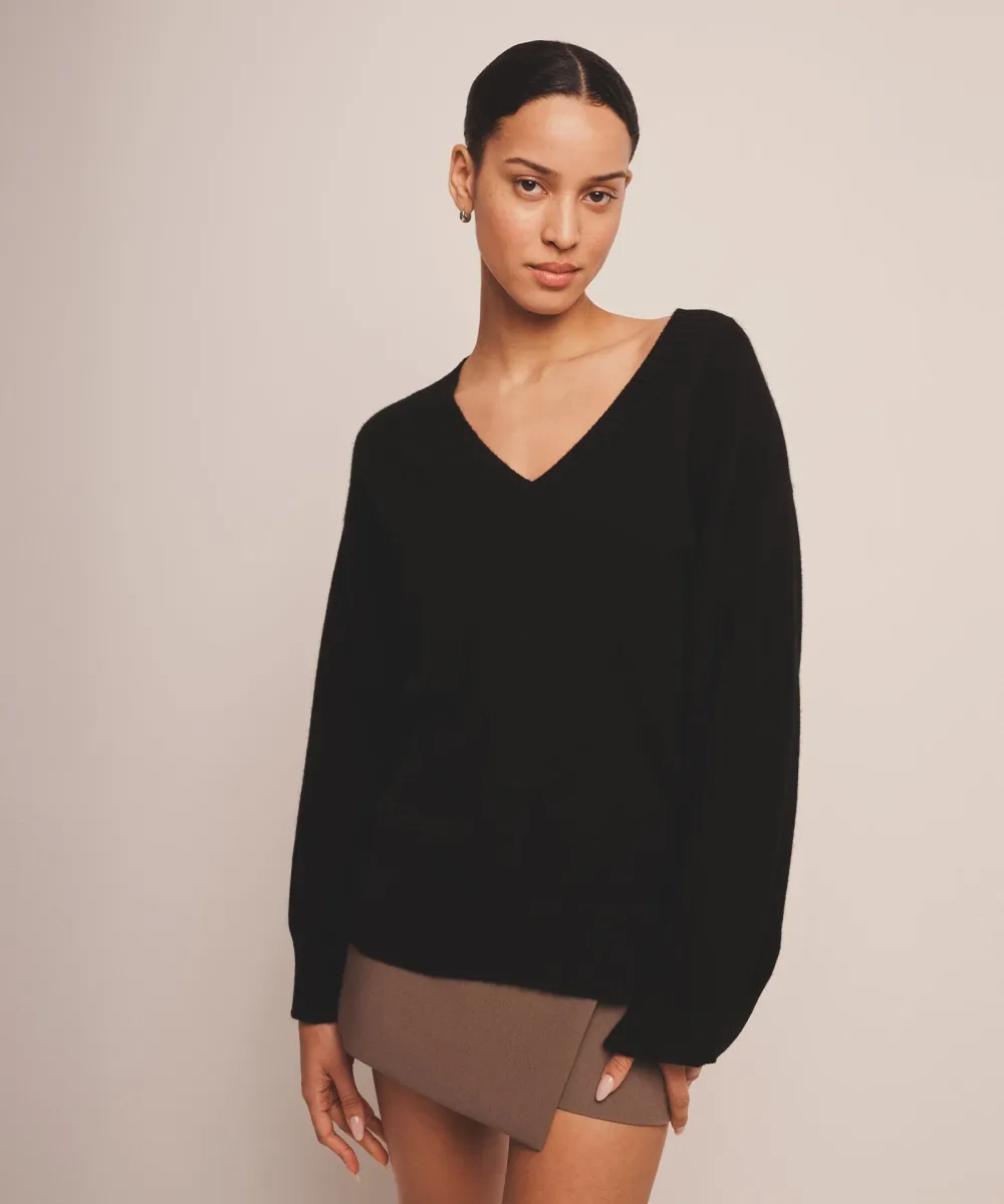 Signature Cashmere Wide Sleeve V-Neck Sweater 6