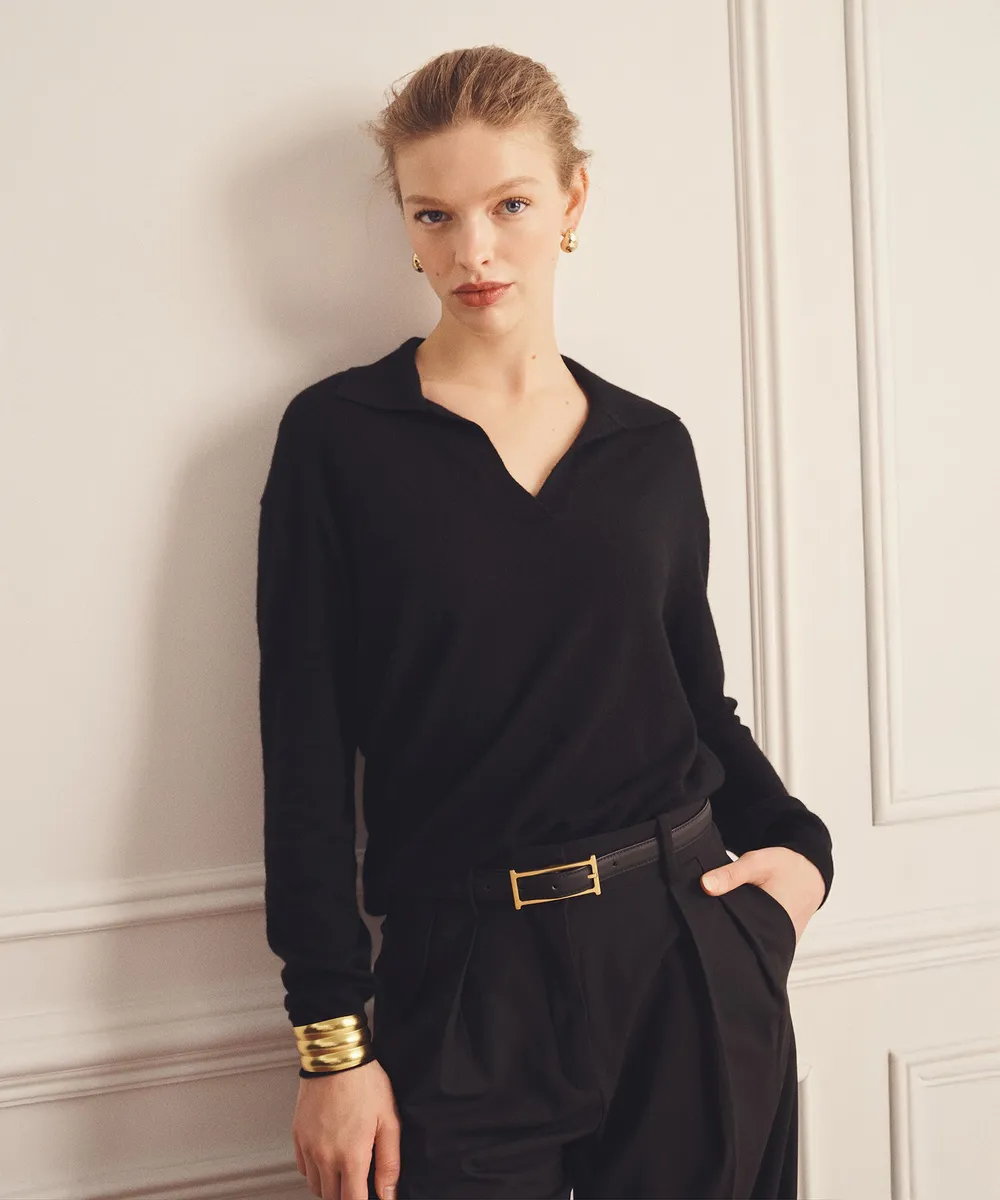 Super Fine Cashmere Long Sleeve Polo 2