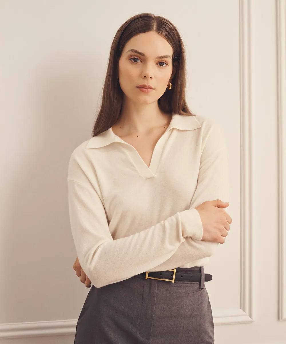 Super Fine Cashmere Long Sleeve Polo 4