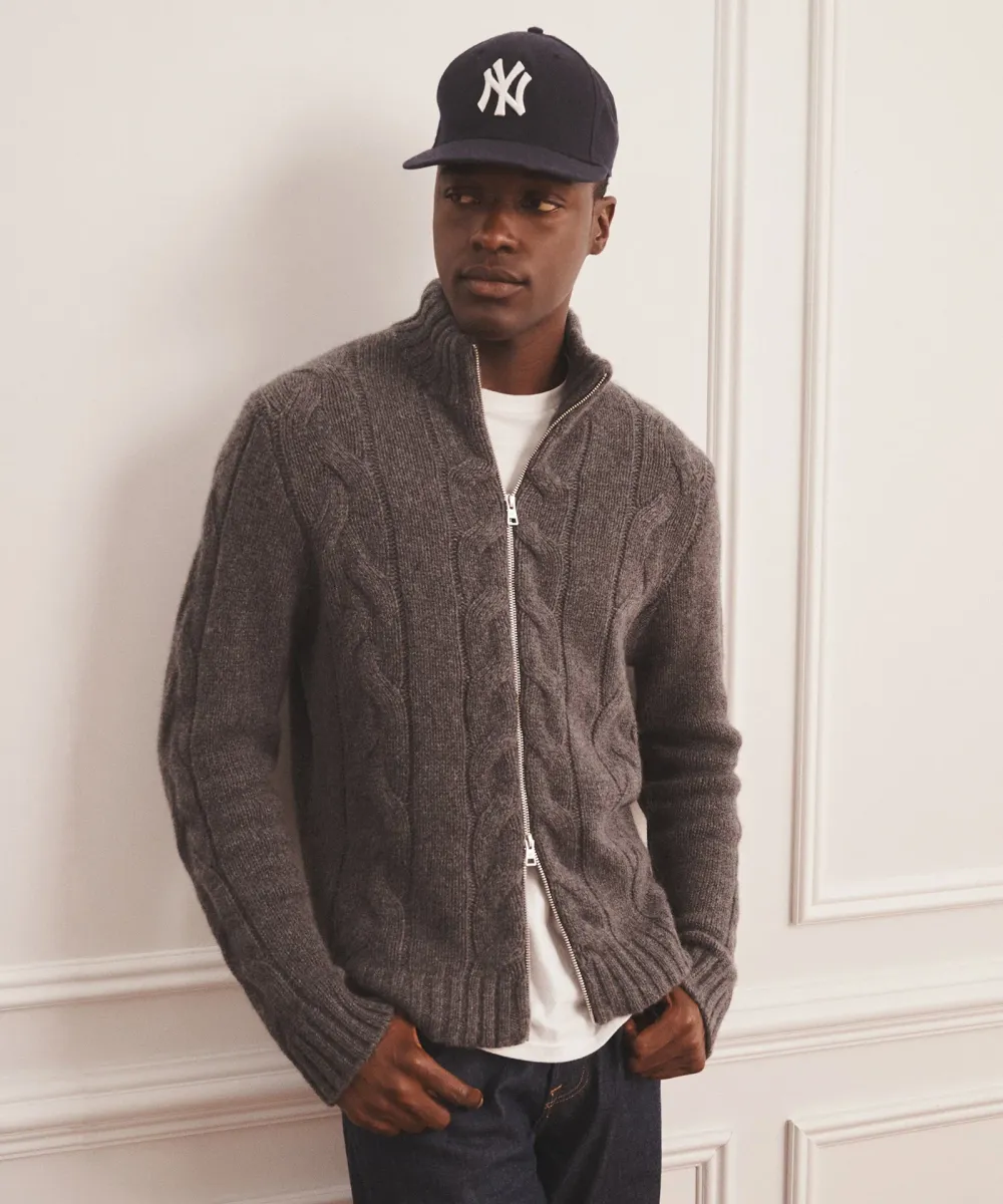 Super Luxe Cashmere Cable Full Zip Sweater 4