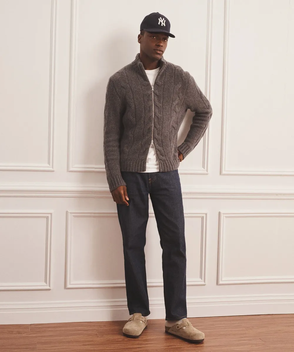 Super Luxe Cashmere Cable Full Zip Sweater 5