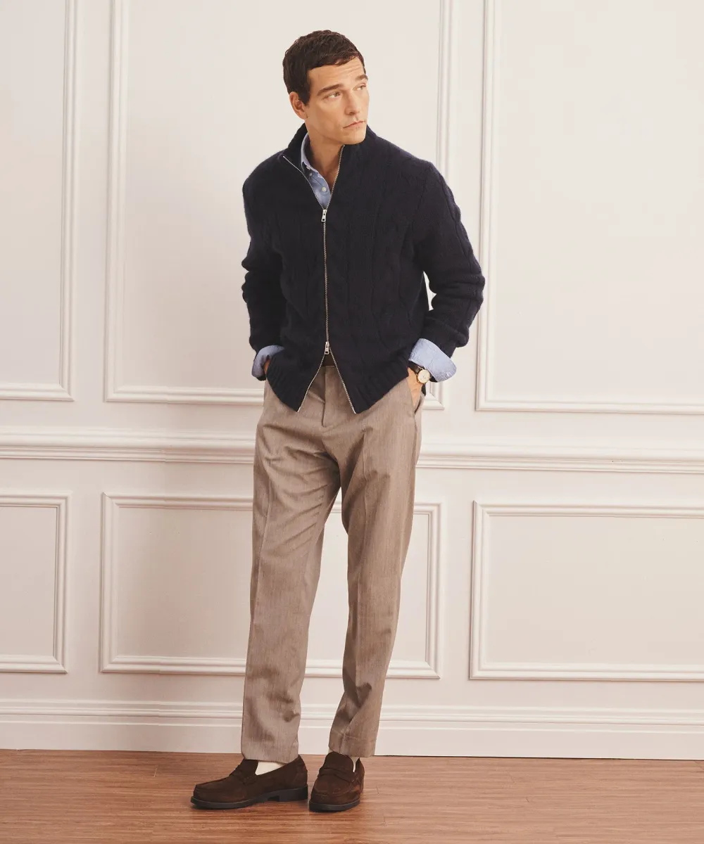 Super Luxe Cashmere Cable Full Zip Sweater 9